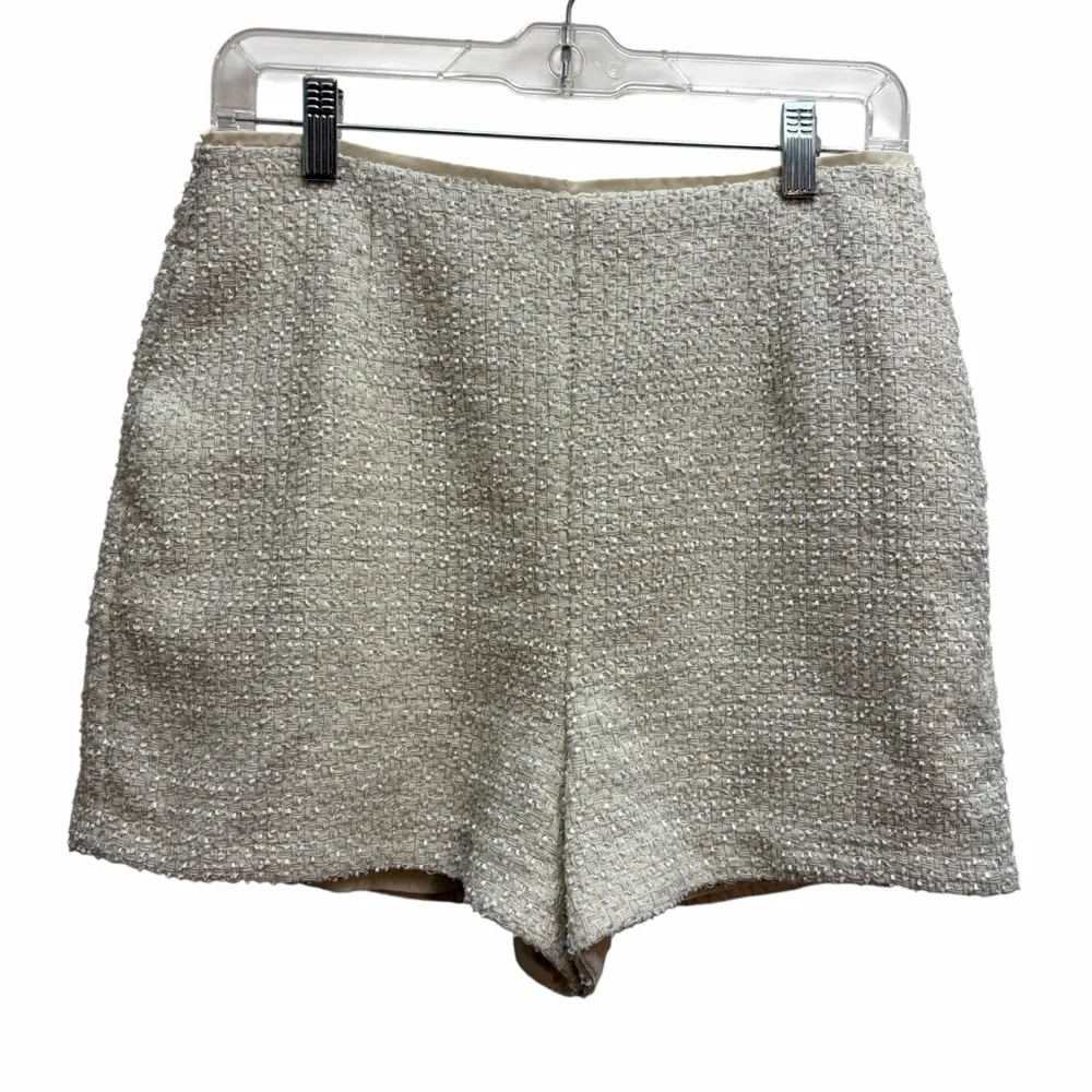 Love Bonito Cream Textured Tweed High Waist Bouclé Shorts